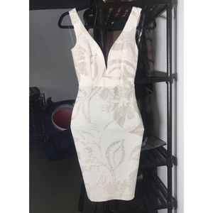 White w/ silver & a hint of sheer gold, backless